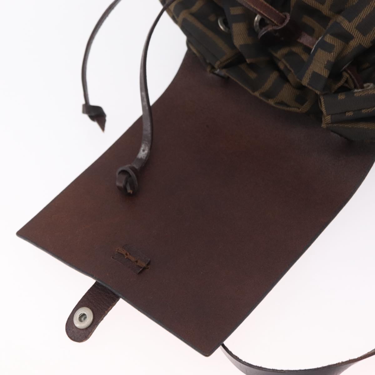 FENDI Zucca Canvas Backpack Brown Silver Auth mr3002