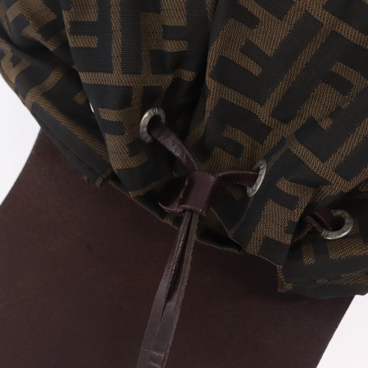 FENDI Zucca Canvas Backpack Brown Silver Auth mr3002