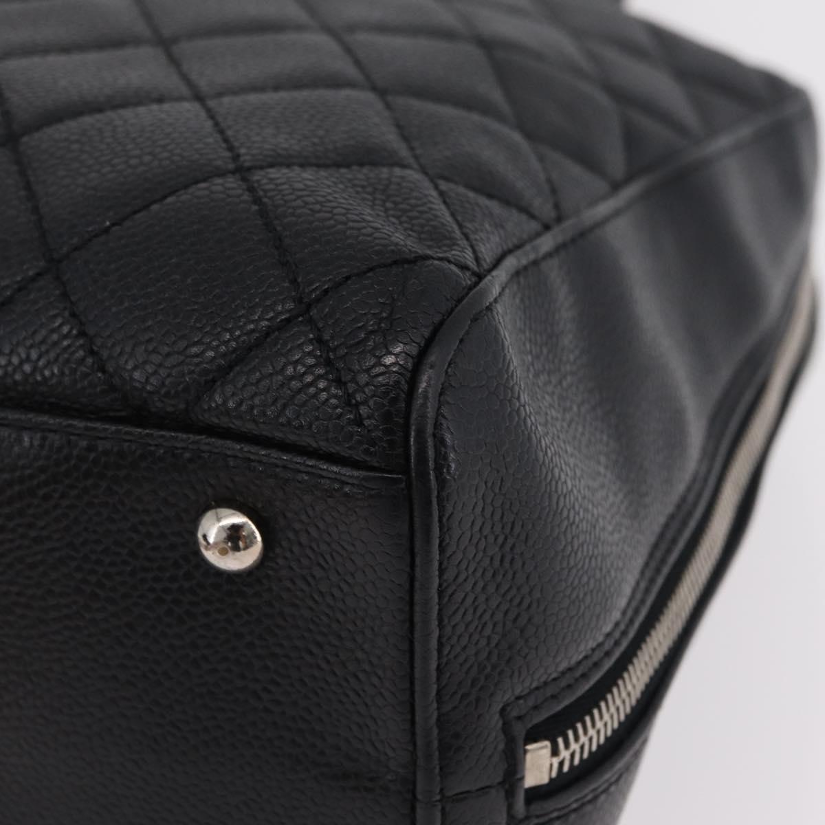 CHANEL Hand Bag Caviar Skin Black Gold Tone CC Auth mr3003V