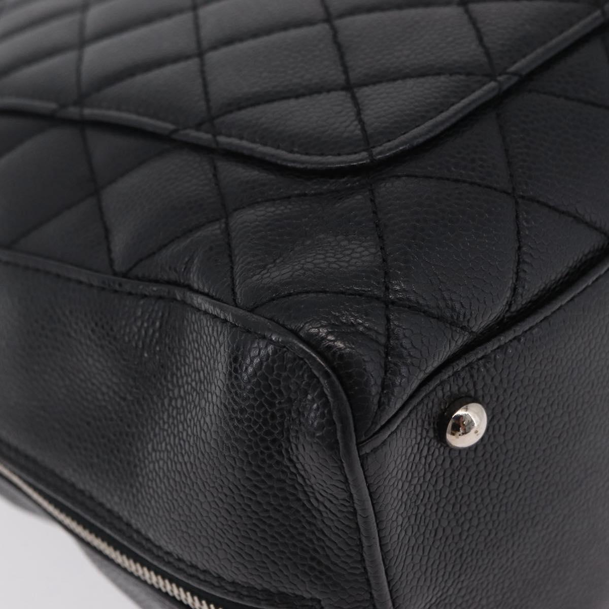 CHANEL Hand Bag Caviar Skin Black Gold Tone CC Auth mr3003V