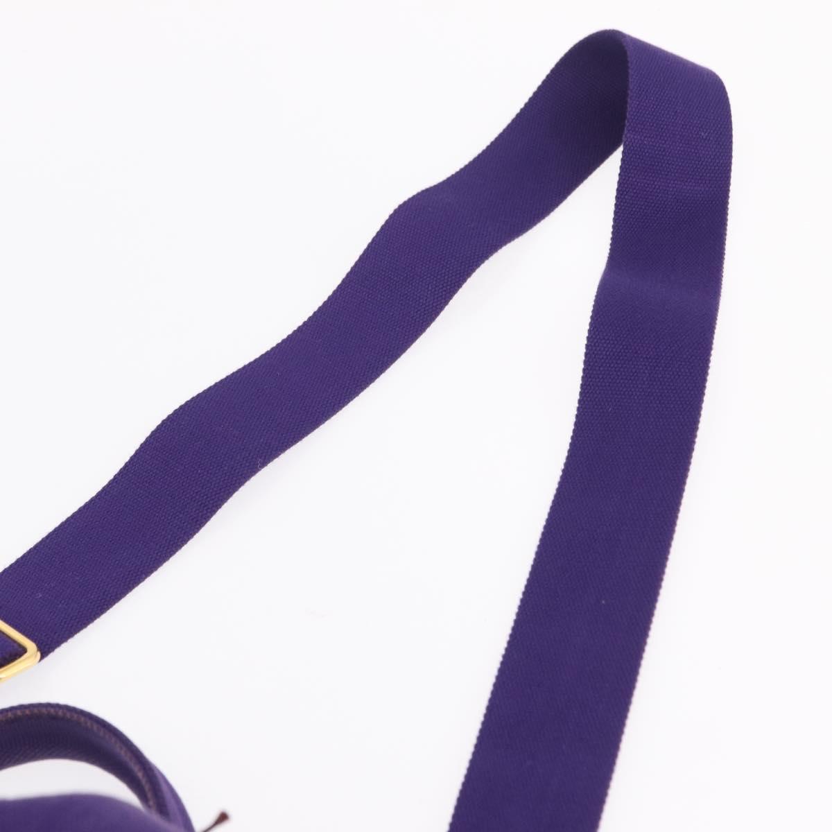 PRADA Canapa MM Hand Bag Canvas Purple Gold Tone Auth mr3004A