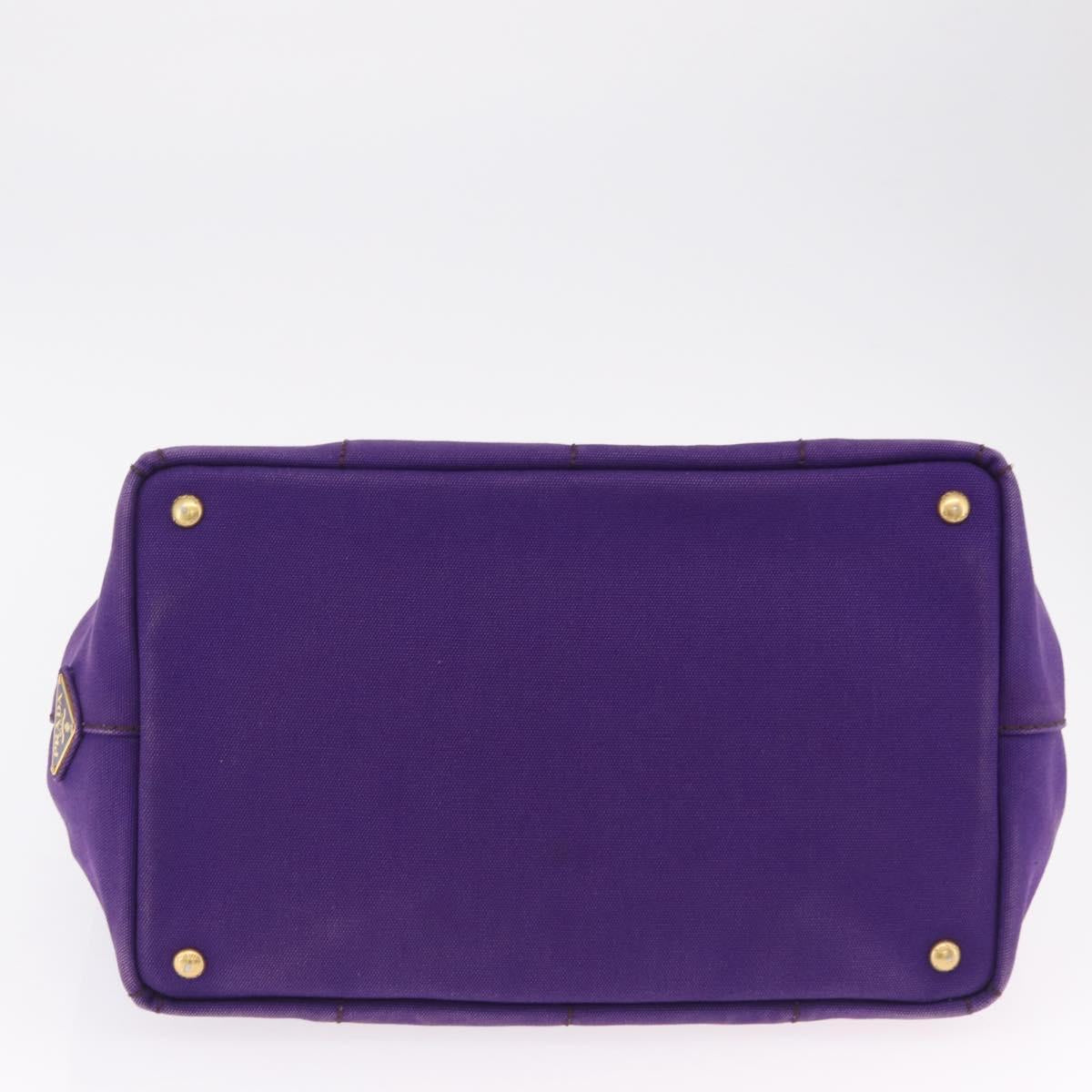 PRADA Canapa MM Hand Bag Canvas Purple Gold Tone Auth mr3004A
