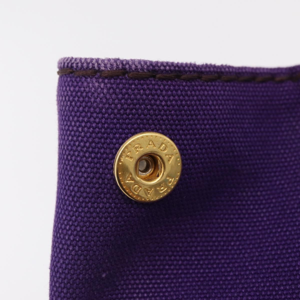 PRADA Canapa MM Hand Bag Canvas Purple Gold Tone Auth mr3004A