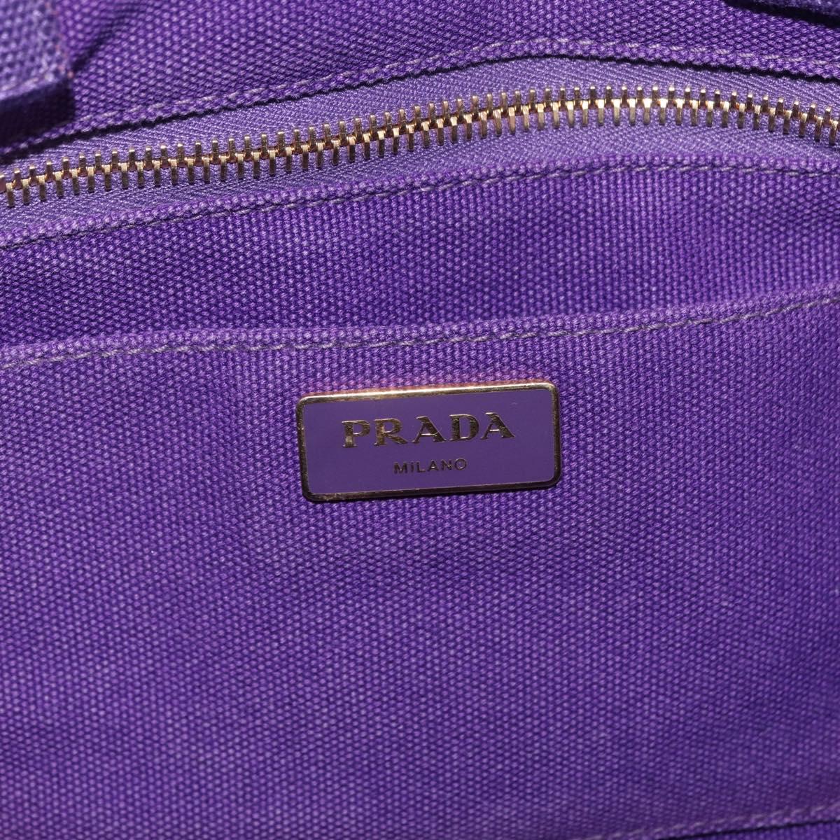 PRADA Canapa MM Hand Bag Canvas Purple Gold Tone Auth mr3004A