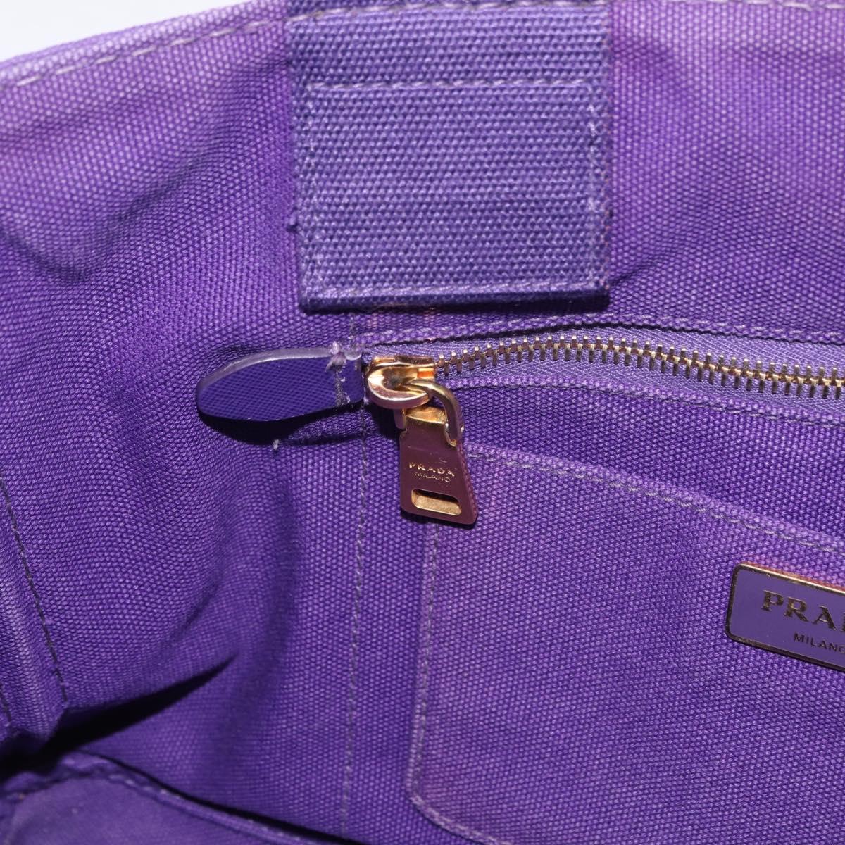 PRADA Canapa MM Hand Bag Canvas Purple Gold Tone Auth mr3004A