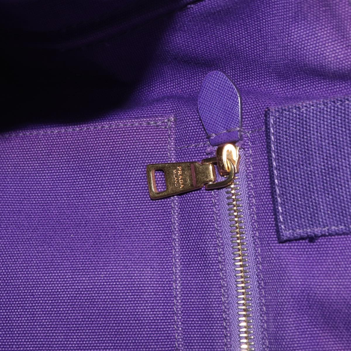 PRADA Canapa MM Hand Bag Canvas Purple Gold Tone Auth mr3004A