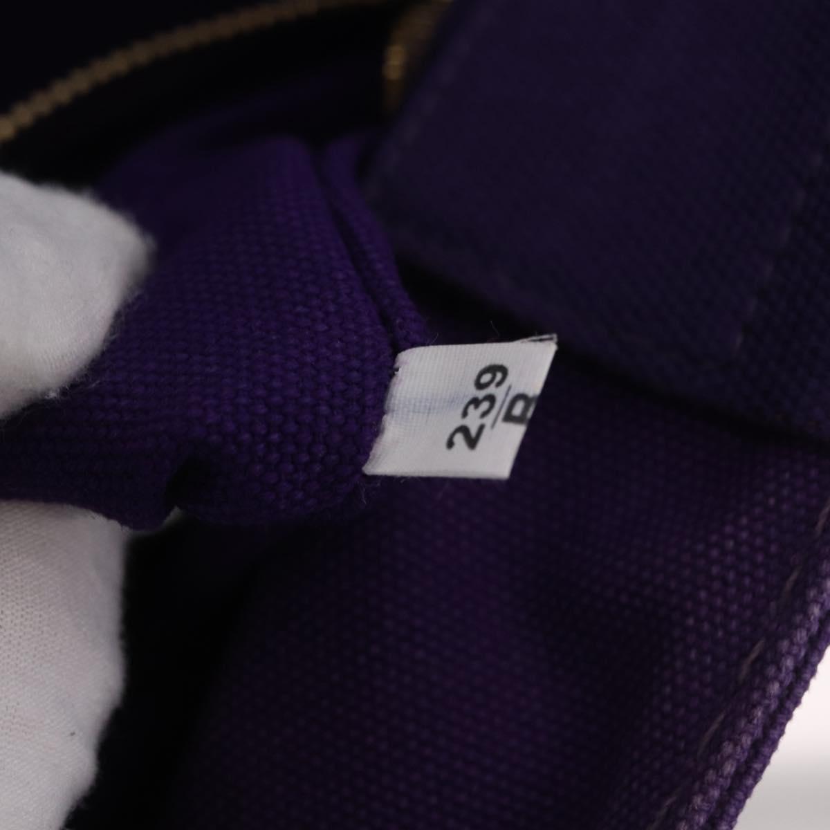 PRADA Canapa MM Hand Bag Canvas Purple Gold Tone Auth mr3004A