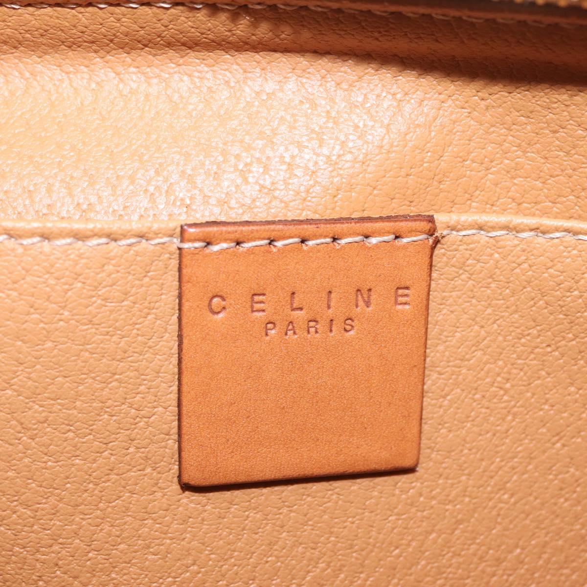 CELINE Macadam Canvas Pouch PVC Brown Gold Tone Auth mr3008A