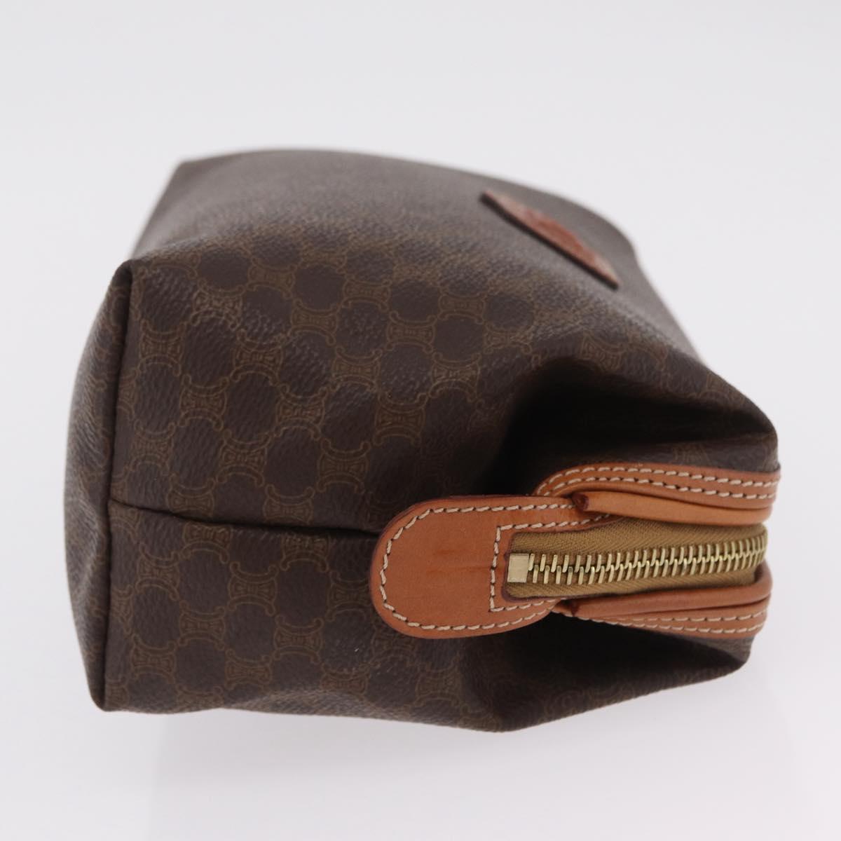 CELINE Macadam Canvas Pouch PVC Brown Gold Tone Auth mr3008A