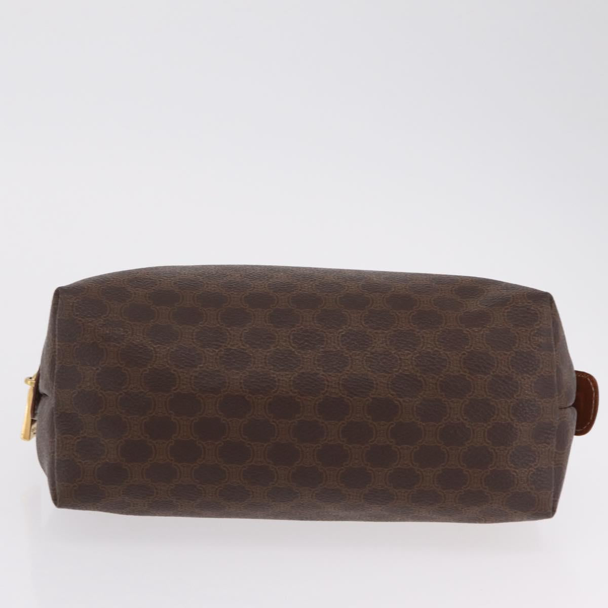 CELINE Macadam Canvas Pouch PVC Brown Gold Tone Auth mr3008A