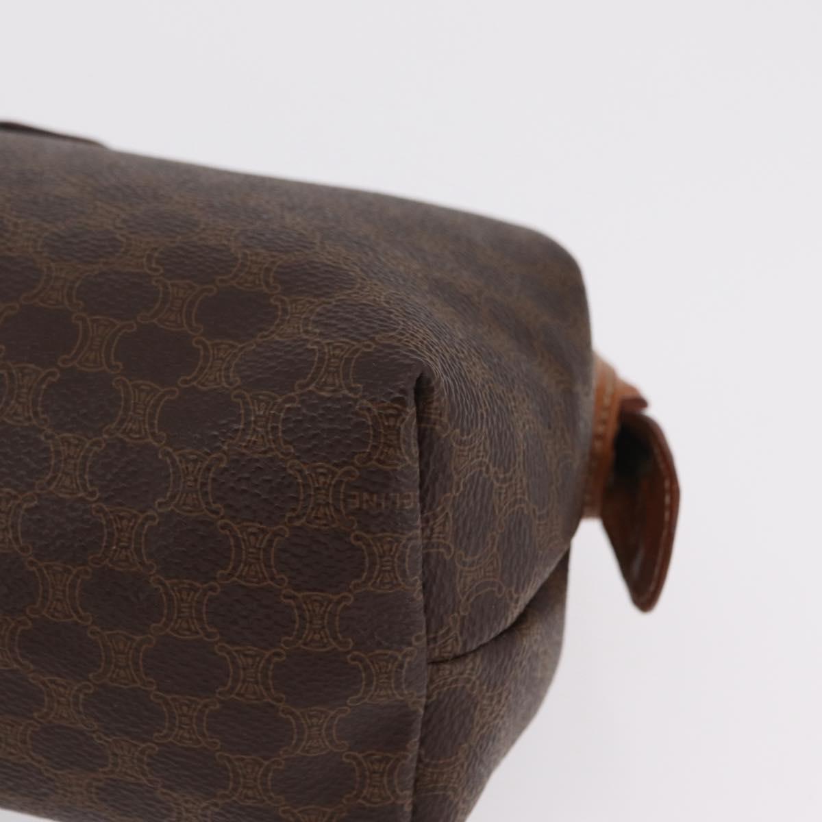 CELINE Macadam Canvas Pouch PVC Brown Gold Tone Auth mr3008A