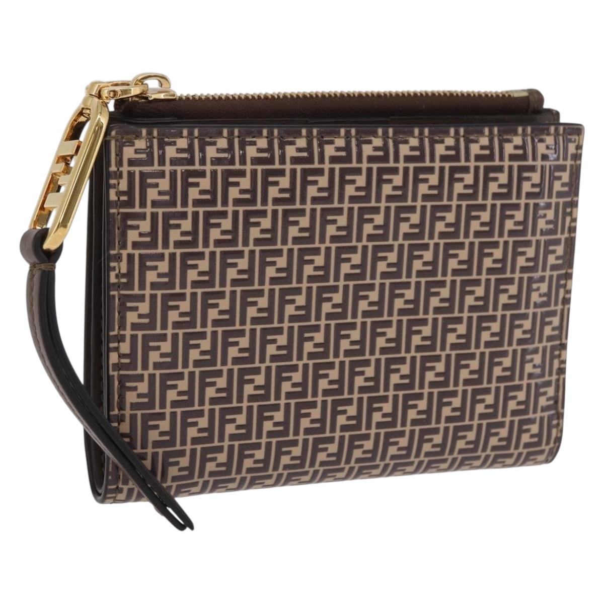 FENDI Zucchino Wallet PVC Brown Gold Tone 8M0447 Auth mr3010V