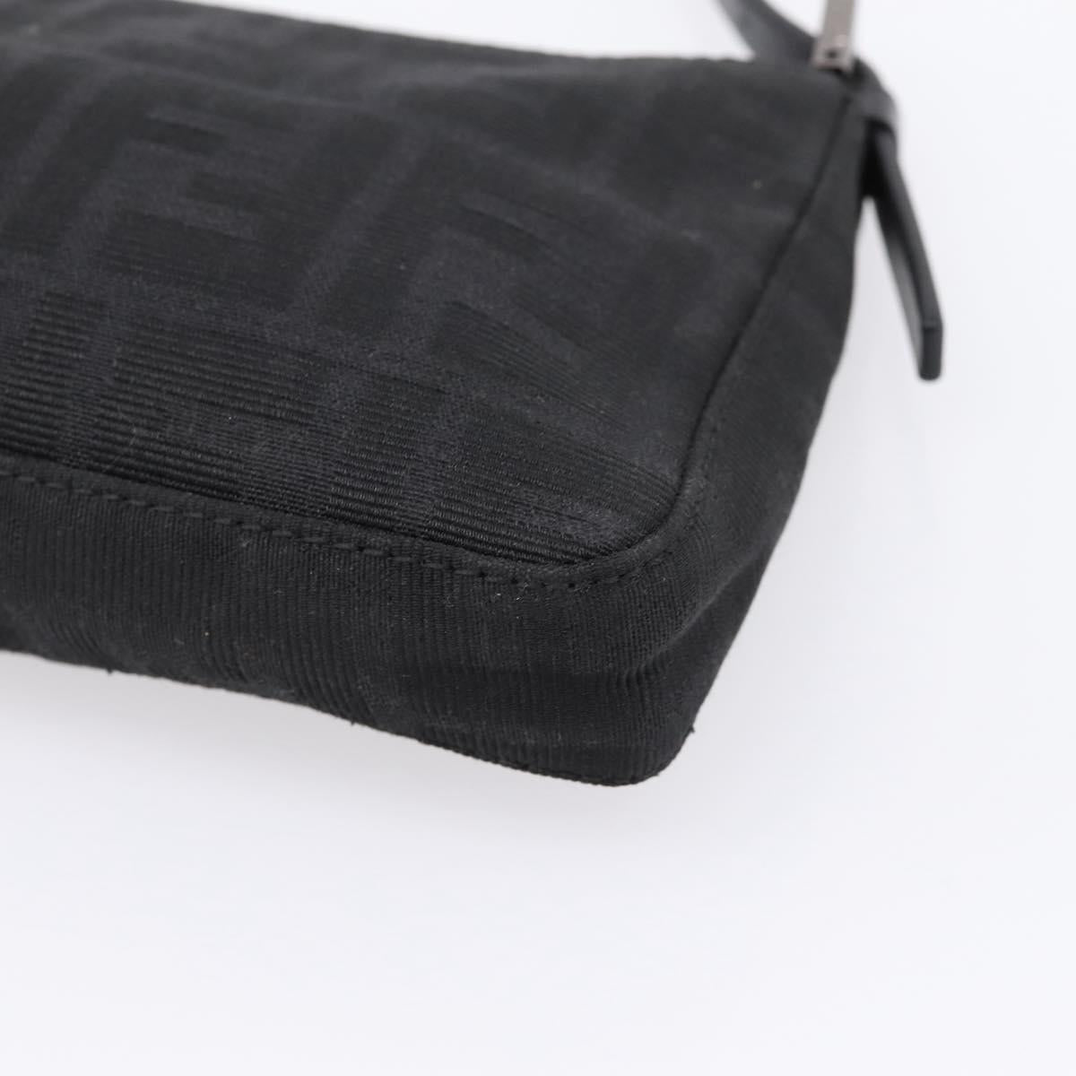 FENDI Zucca Canvas Accessory Pouch Black Silver 8BR041 Auth mr3012V