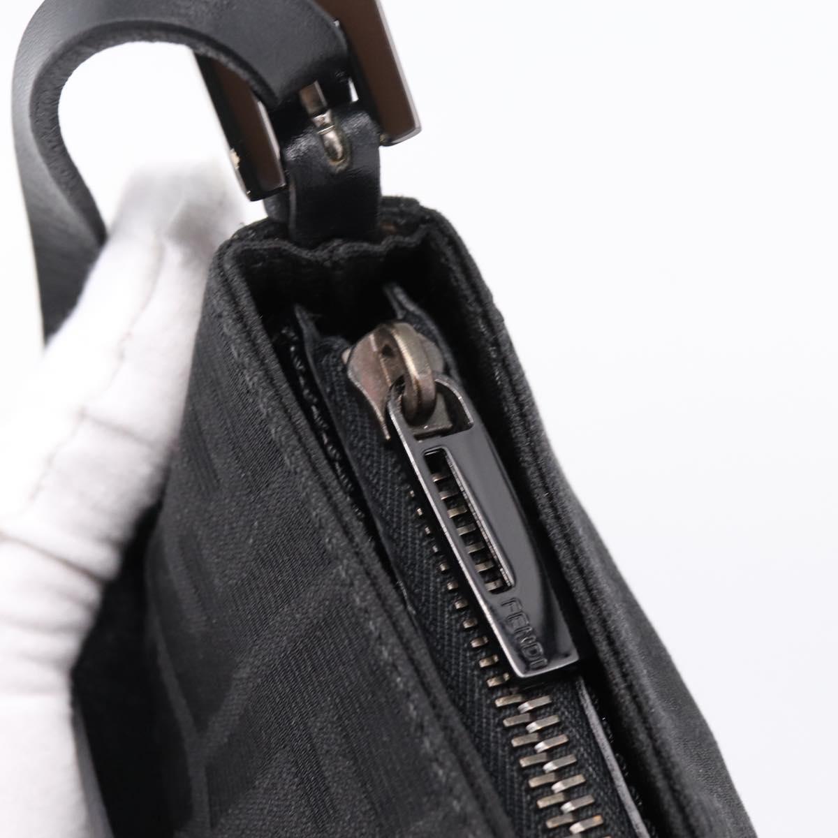 FENDI Zucca Canvas Accessory Pouch Black Silver 8BR041 Auth mr3012V