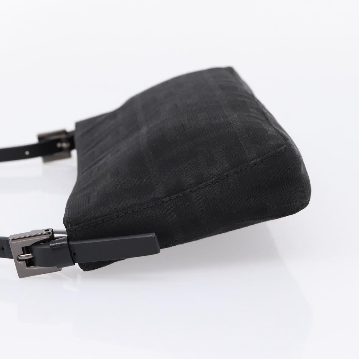 FENDI Zucca Canvas Accessory Pouch Black Silver 8BR041 Auth mr3012V