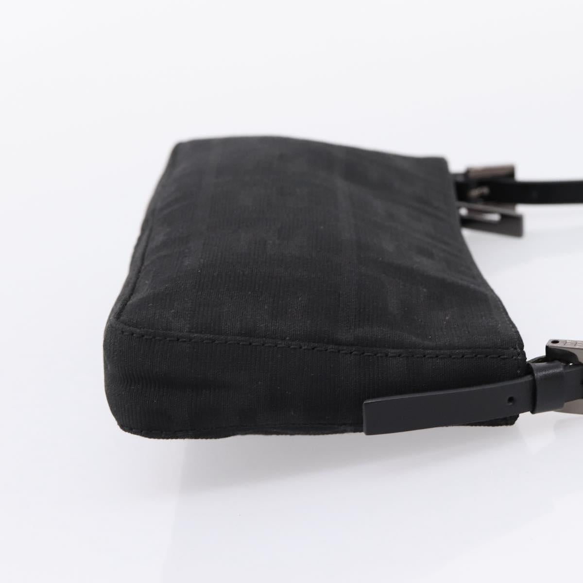 FENDI Zucca Canvas Accessory Pouch Black Silver 8BR041 Auth mr3012V