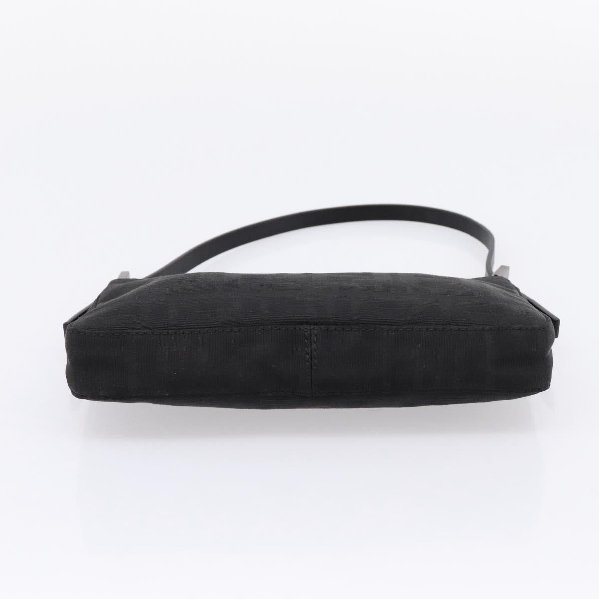 FENDI Zucca Canvas Accessory Pouch Black Silver 8BR041 Auth mr3012V