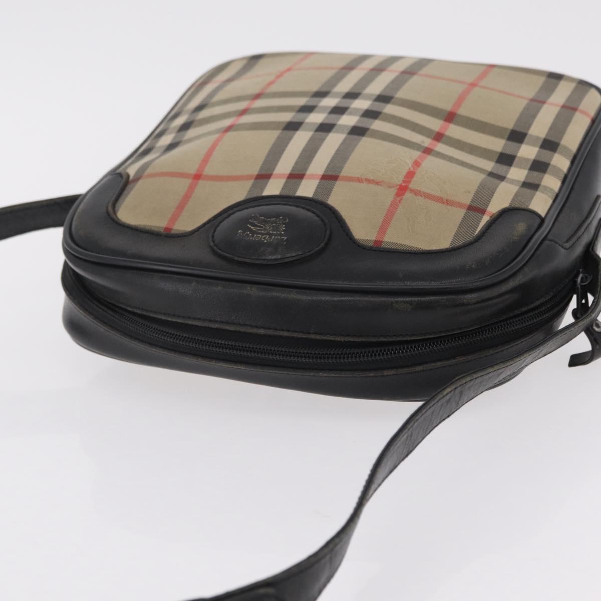 Burberrys Nova Check Shoulder Bag Canvas Beige Gold Tone Auth mr3013