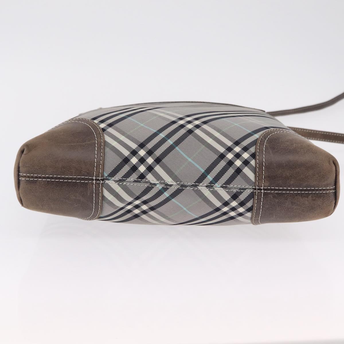 BURBERRY Nova Check Shoulder Bag Canvas Gray Silver Auth mr3014