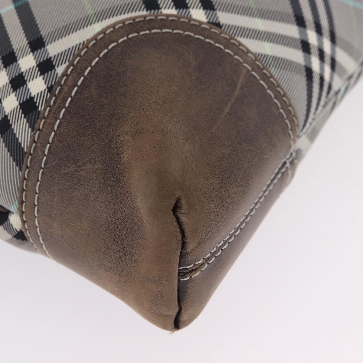 BURBERRY Nova Check Shoulder Bag Canvas Gray Silver Auth mr3014