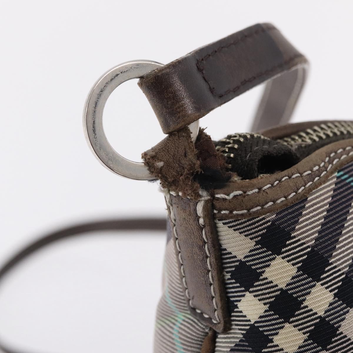 BURBERRY Nova Check Shoulder Bag Canvas Gray Silver Auth mr3014