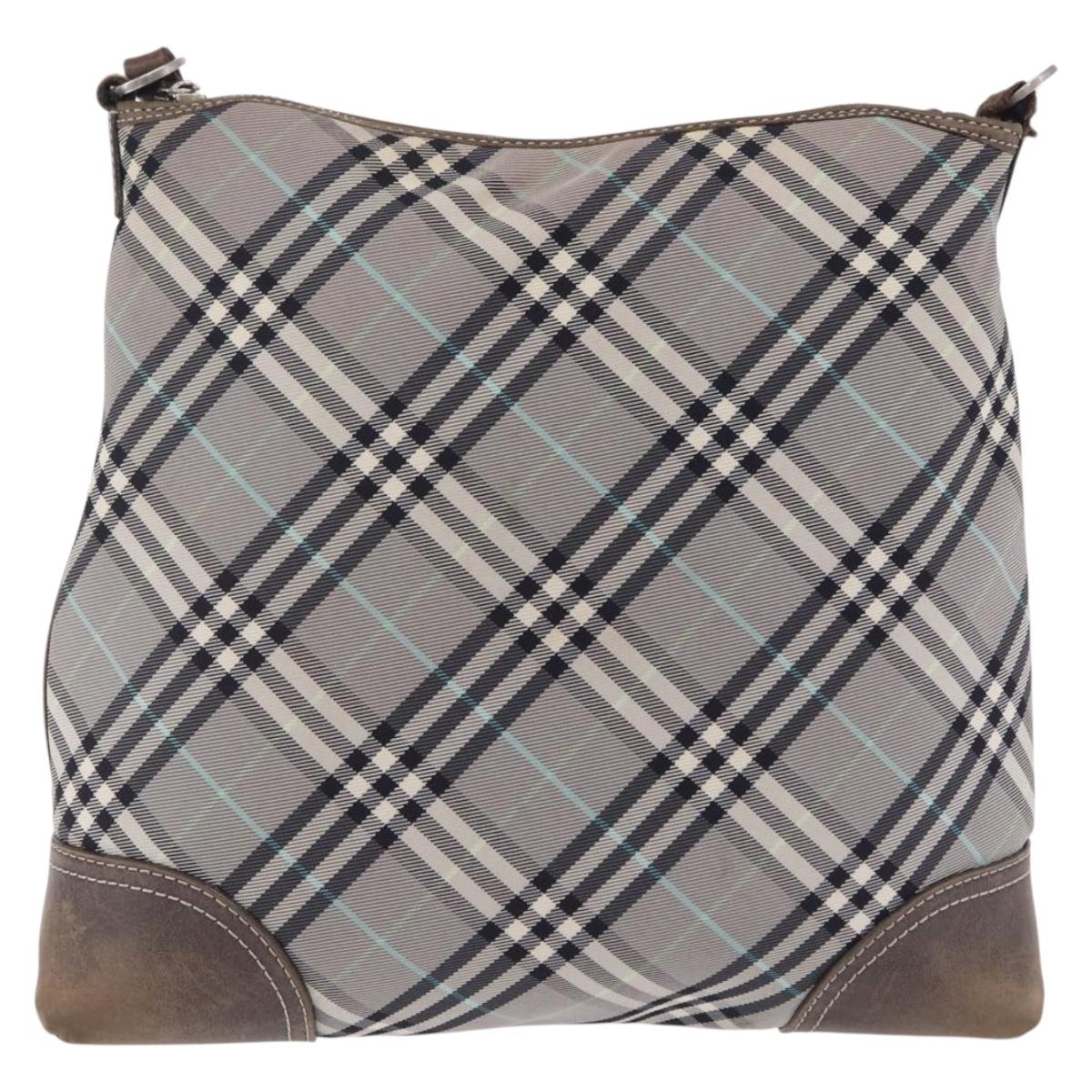 BURBERRY Nova Check Shoulder Bag Canvas Gray Silver Auth mr3014