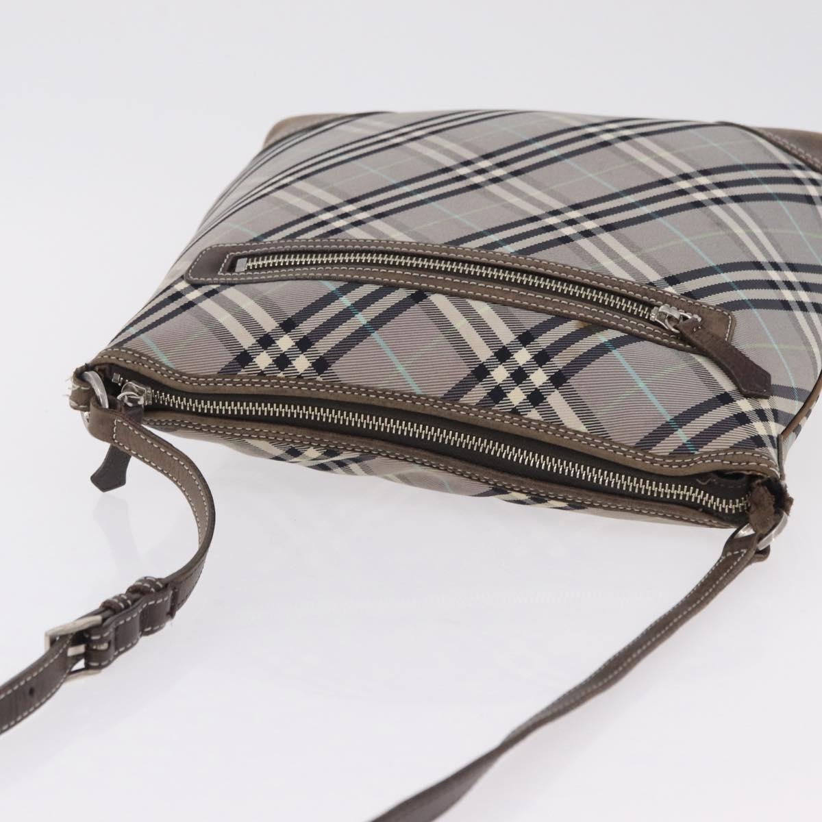 BURBERRY Nova Check Shoulder Bag Canvas Gray Silver Auth mr3014