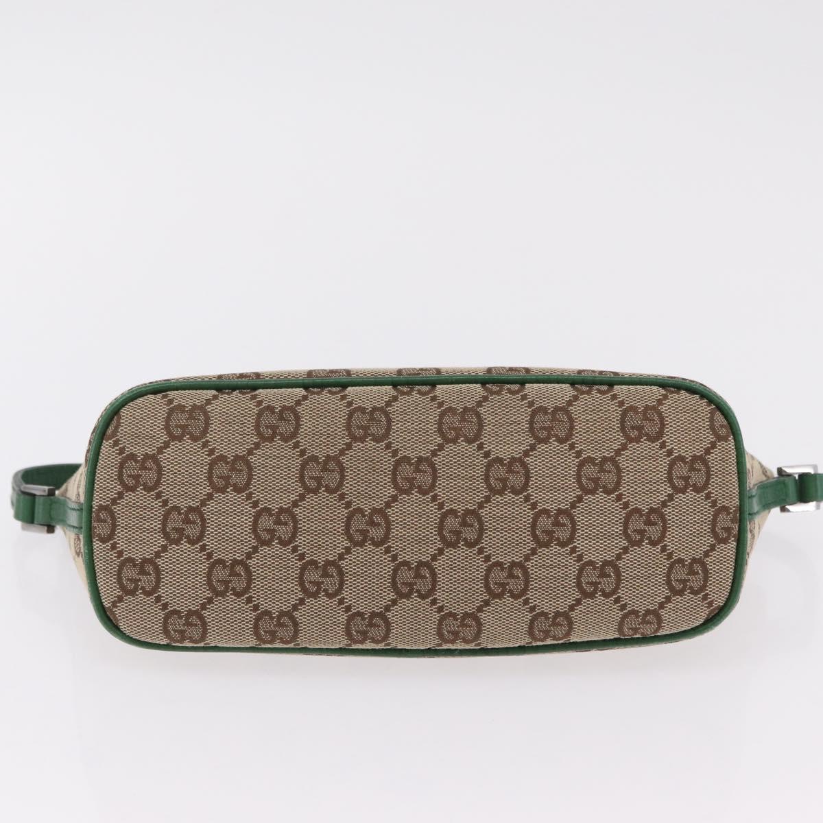 GUCCI GG Canvas Accessory Pouch Beige Green 07198 Auth mr3017A