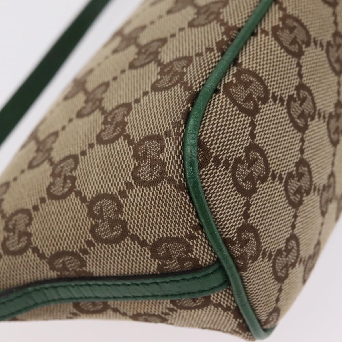 GUCCI GG Canvas Accessory Pouch Beige Green 07198 Auth mr3017A