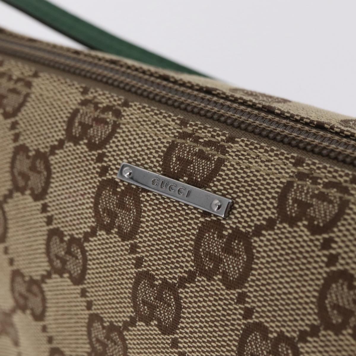 GUCCI GG Canvas Accessory Pouch Beige Green 07198 Auth mr3017A