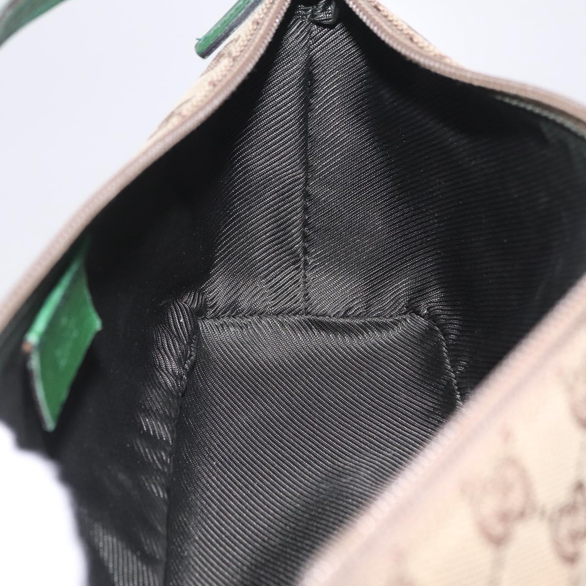 GUCCI GG Canvas Accessory Pouch Beige Green 07198 Auth mr3017A