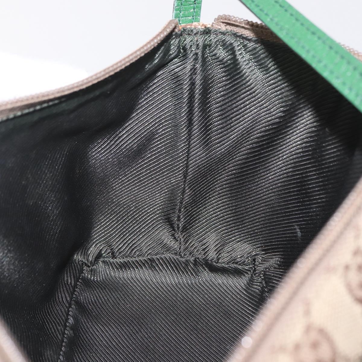 GUCCI GG Canvas Accessory Pouch Beige Green 07198 Auth mr3017A