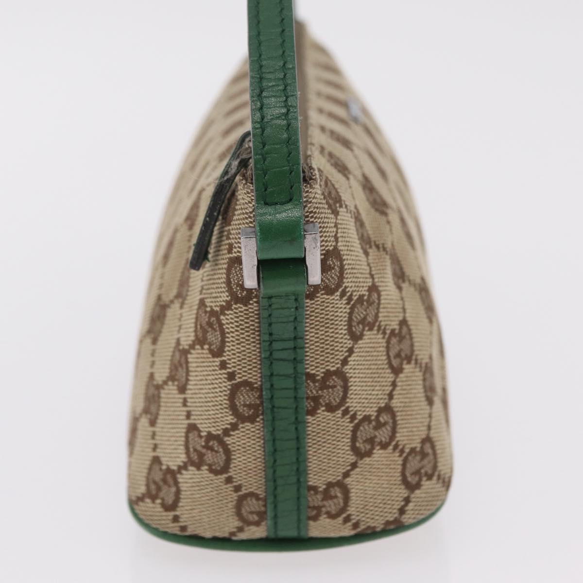 GUCCI GG Canvas Accessory Pouch Beige Green 07198 Auth mr3017A