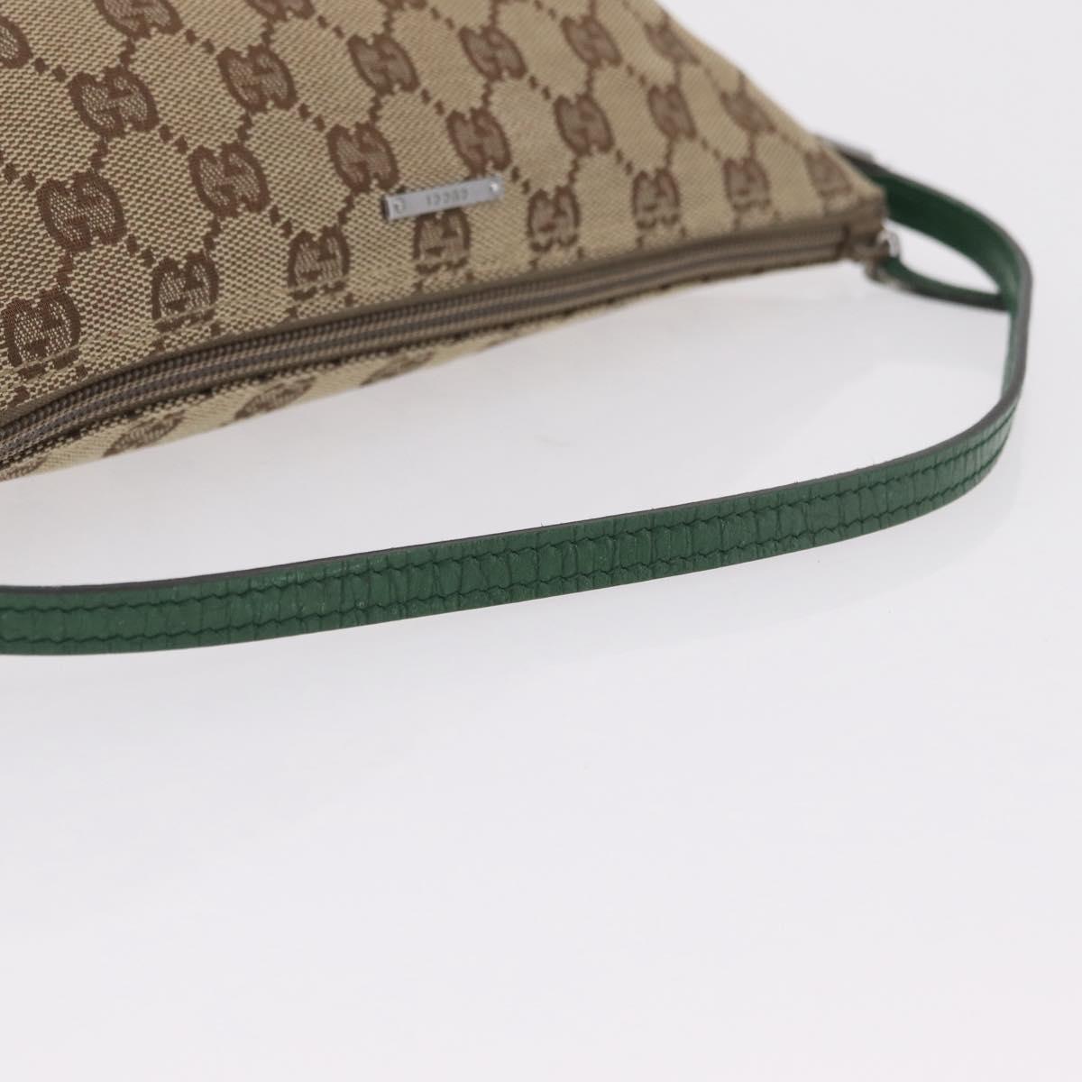 GUCCI GG Canvas Accessory Pouch Beige Green 07198 Auth mr3017A