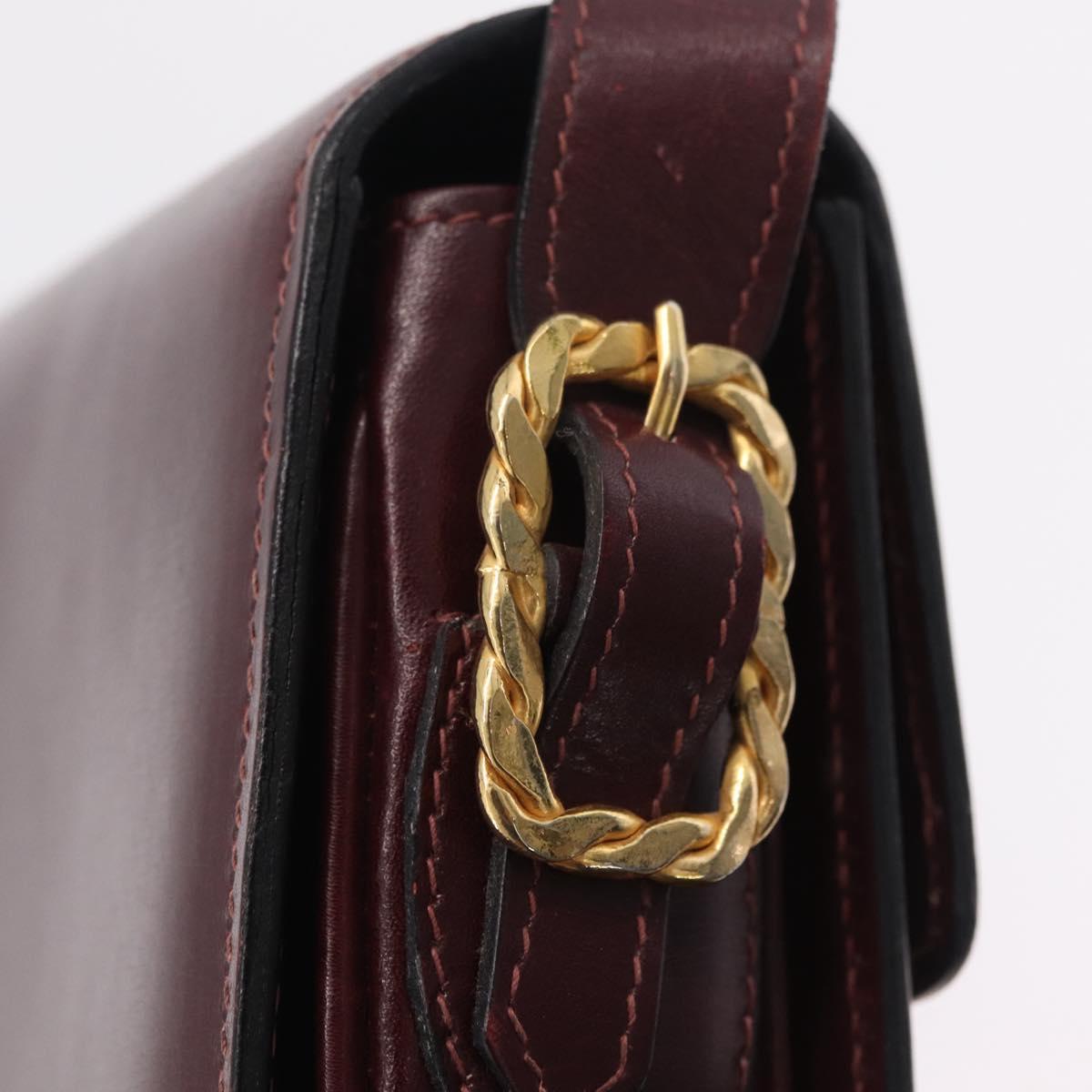 CELINE Shoulder Bag Leather Red Gold Tone Auth mr3019