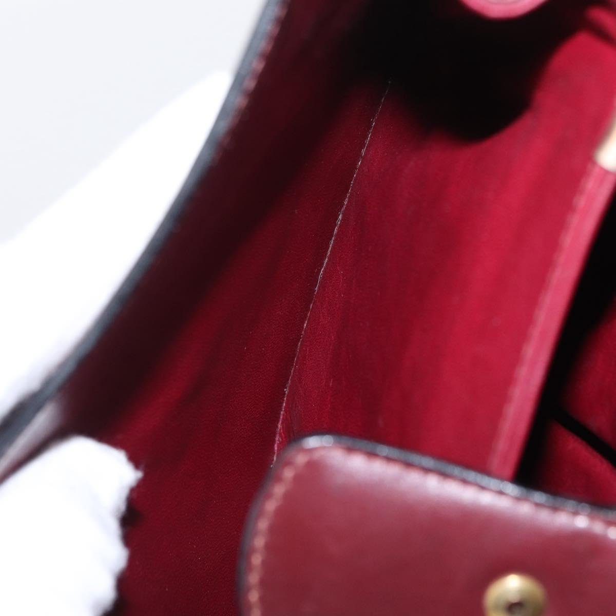CELINE Shoulder Bag Leather Red Gold Tone Auth mr3019