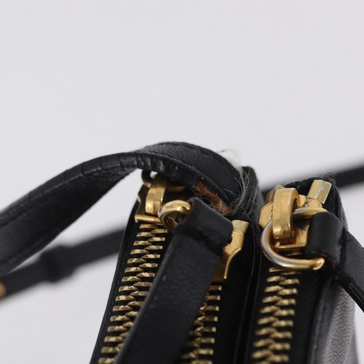 CELINE Trio Shoulder Bag Leather Black Gold Tone Auth mr3023