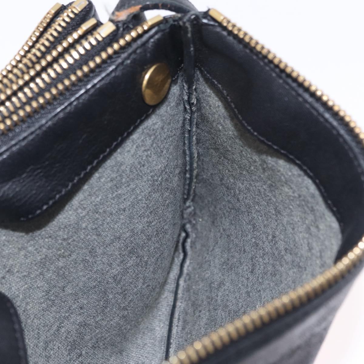 CELINE Trio Shoulder Bag Leather Black Gold Tone Auth mr3023