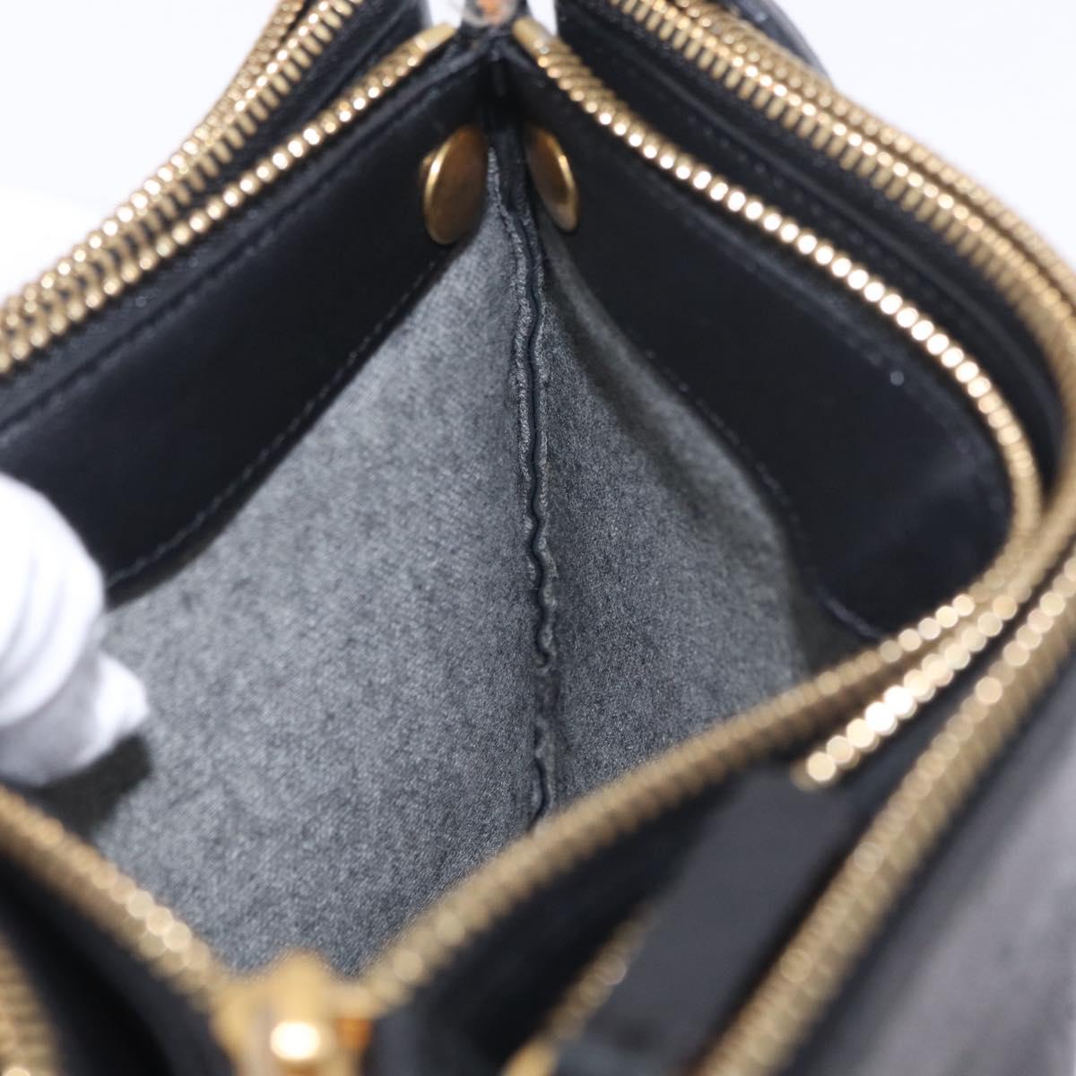 CELINE Trio Shoulder Bag Leather Black Gold Tone Auth mr3023