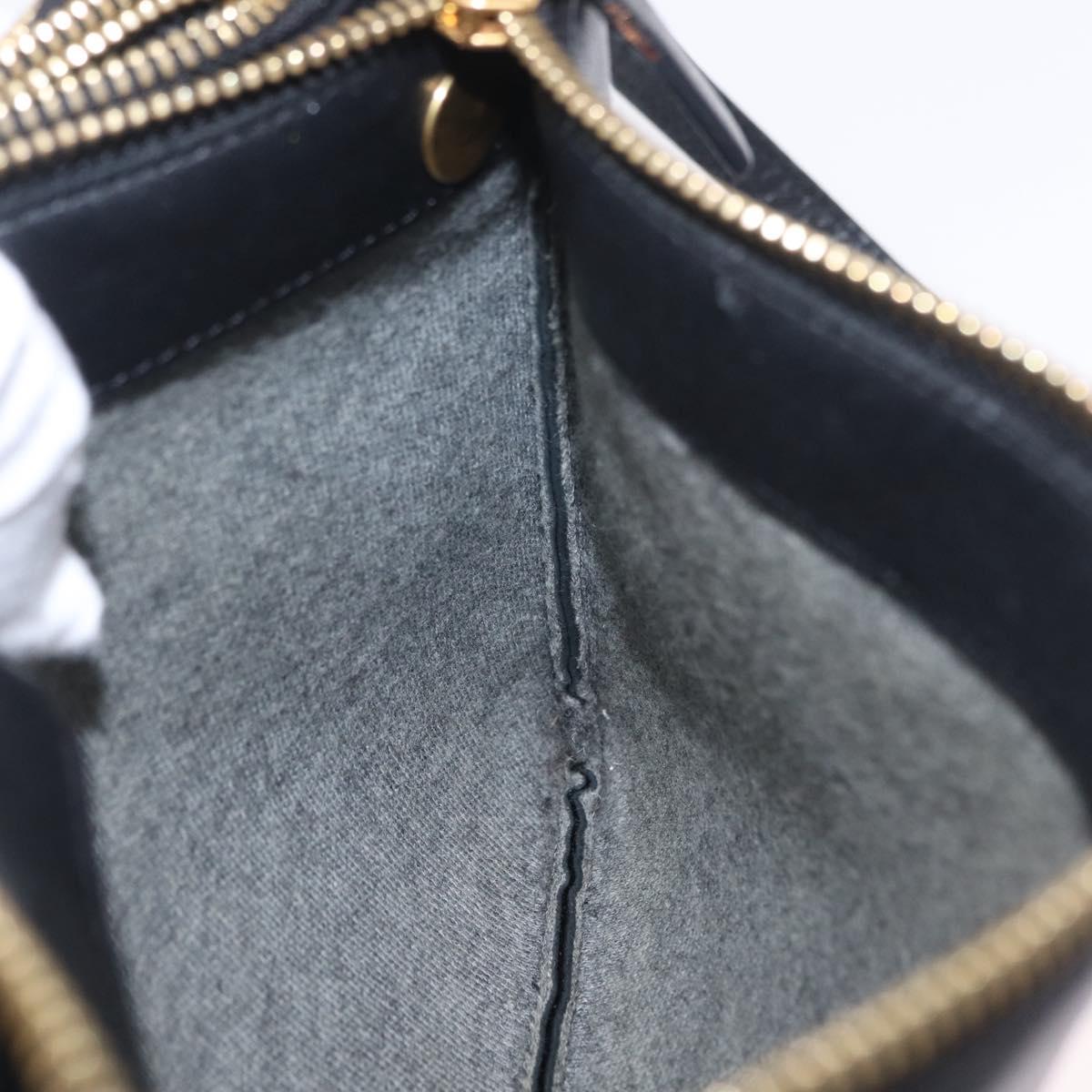 CELINE Trio Shoulder Bag Leather Black Gold Tone Auth mr3023