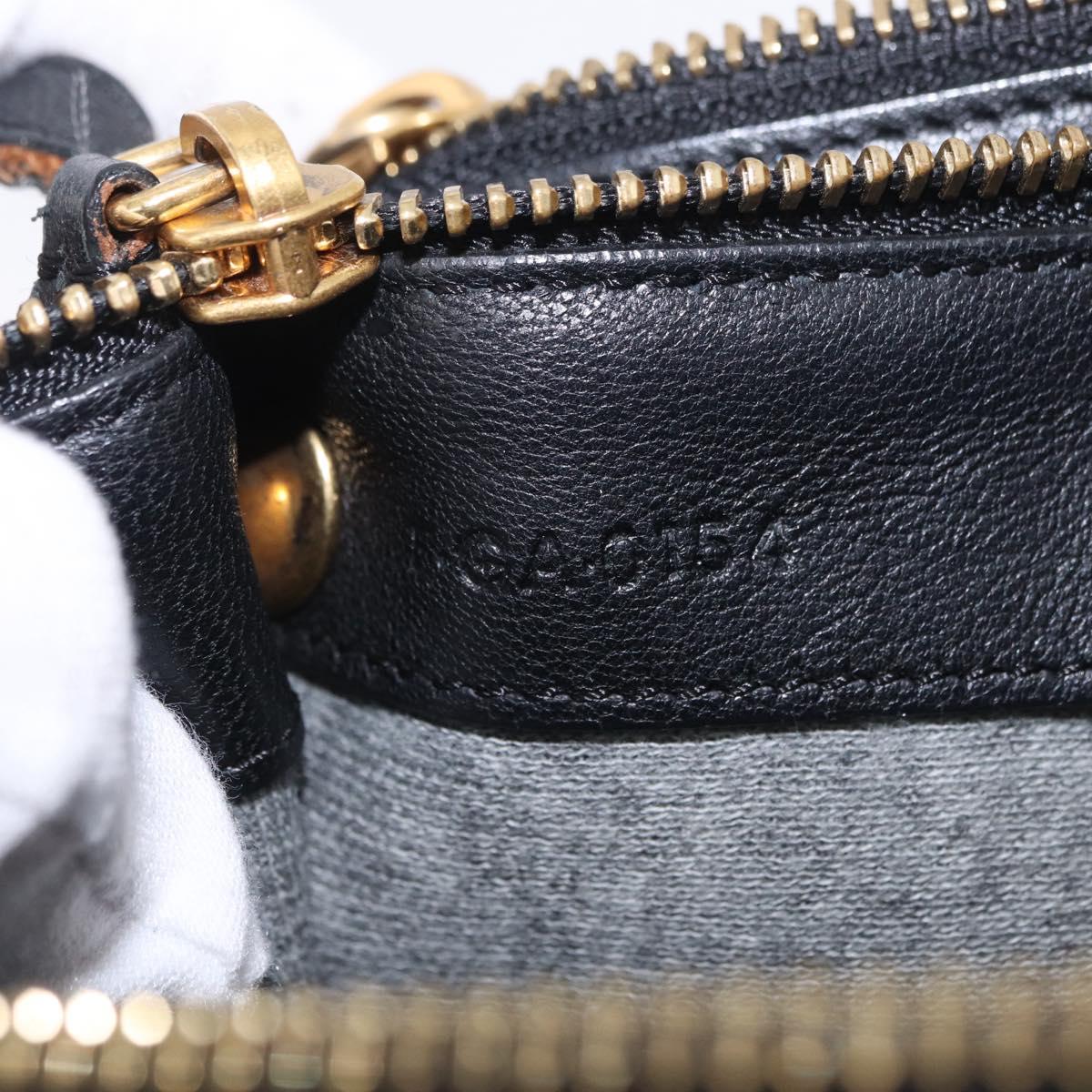 CELINE Trio Shoulder Bag Leather Black Gold Tone Auth mr3023