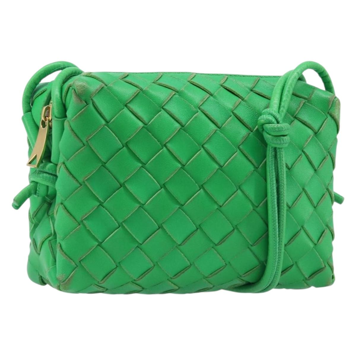 BOTTEGA VENETA INTRECCIATO Mini Barakito Shoulder Bag Leather Green Auth mr3028V