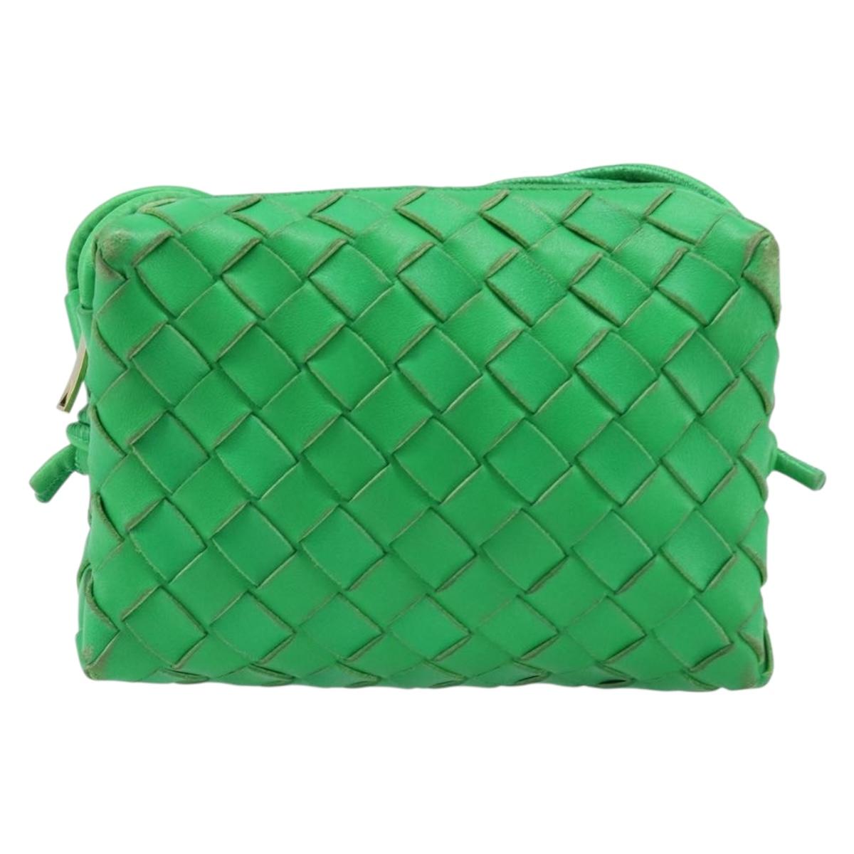 BOTTEGA VENETA INTRECCIATO Mini Barakito Shoulder Bag Leather Green Auth mr3028V