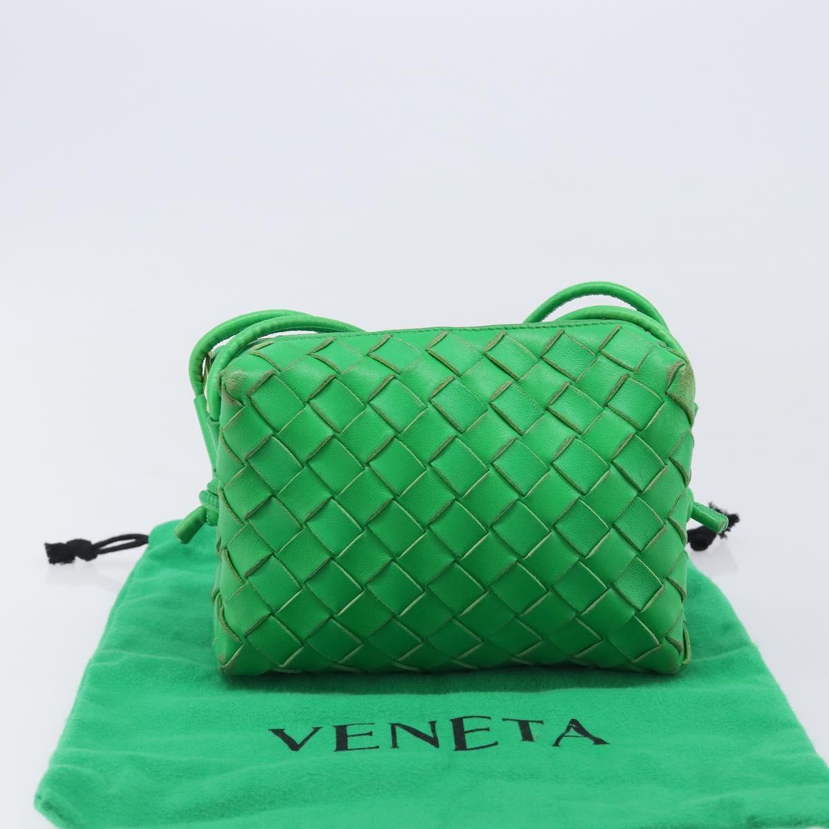 BOTTEGA VENETA INTRECCIATO Mini Barakito Shoulder Bag Leather Green Auth mr3028V