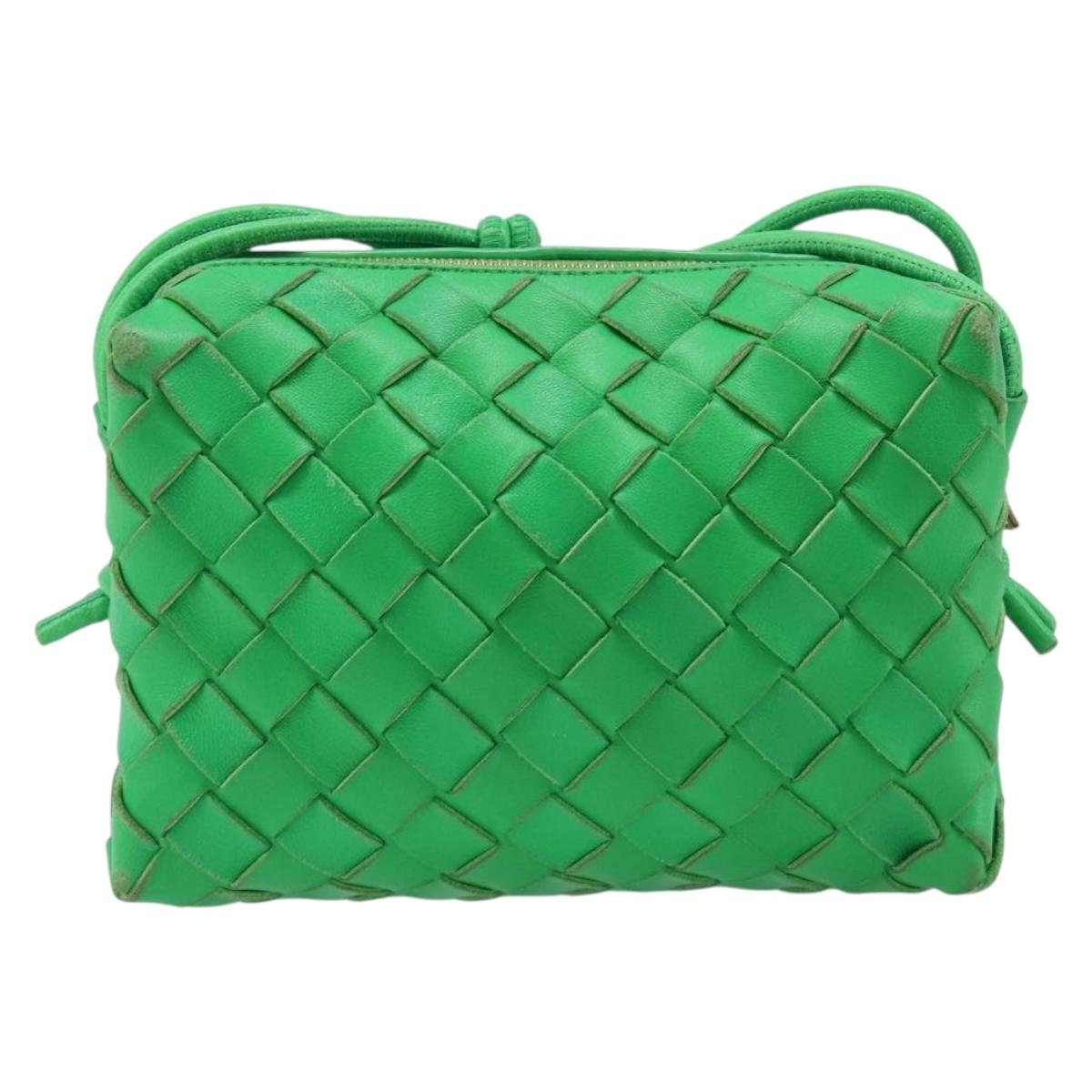 BOTTEGA VENETA INTRECCIATO Mini Barakito Shoulder Bag Leather Green Auth mr3028V