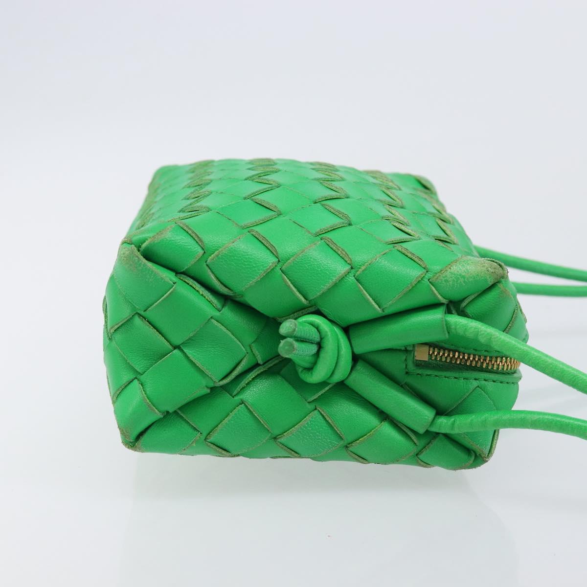 BOTTEGA VENETA INTRECCIATO Mini Barakito Shoulder Bag Leather Green Auth mr3028V