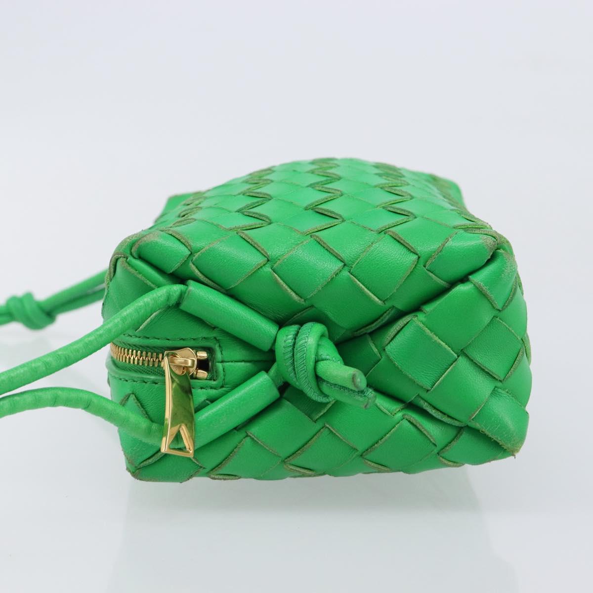 BOTTEGA VENETA INTRECCIATO Mini Barakito Shoulder Bag Leather Green Auth mr3028V
