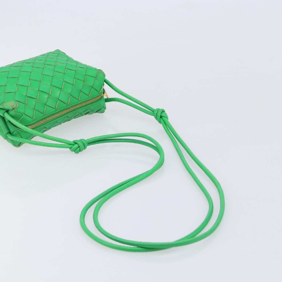 BOTTEGA VENETA INTRECCIATO Mini Barakito Shoulder Bag Leather Green Auth mr3028V