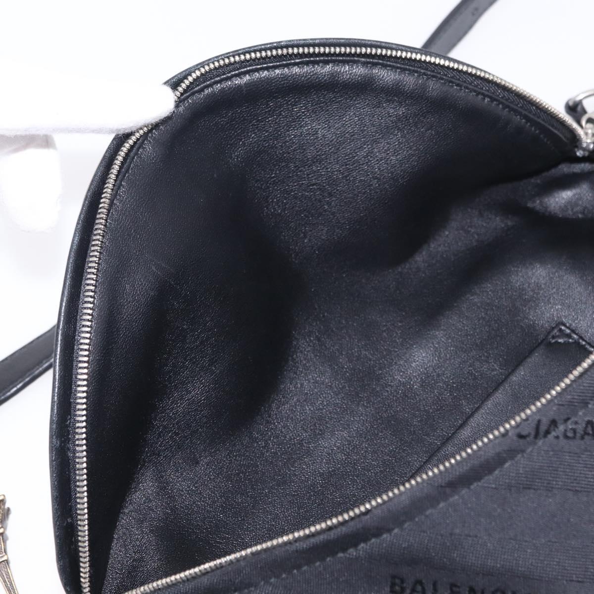BALENCIAGA Souvenir Body Bag Leather Black Silver 531550 Auth mr3029A