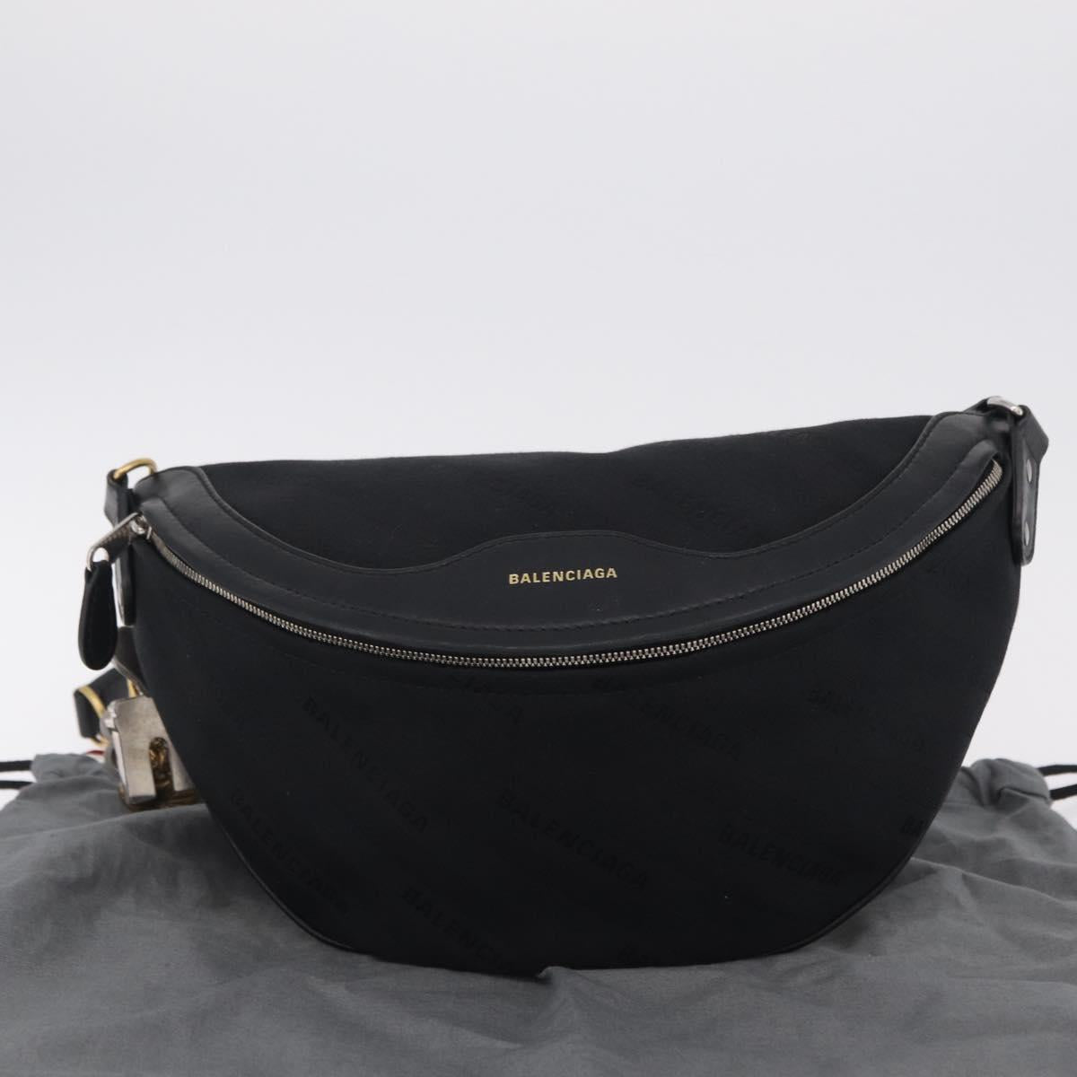 BALENCIAGA Souvenir Body Bag Leather Black Silver 531550 Auth mr3029A